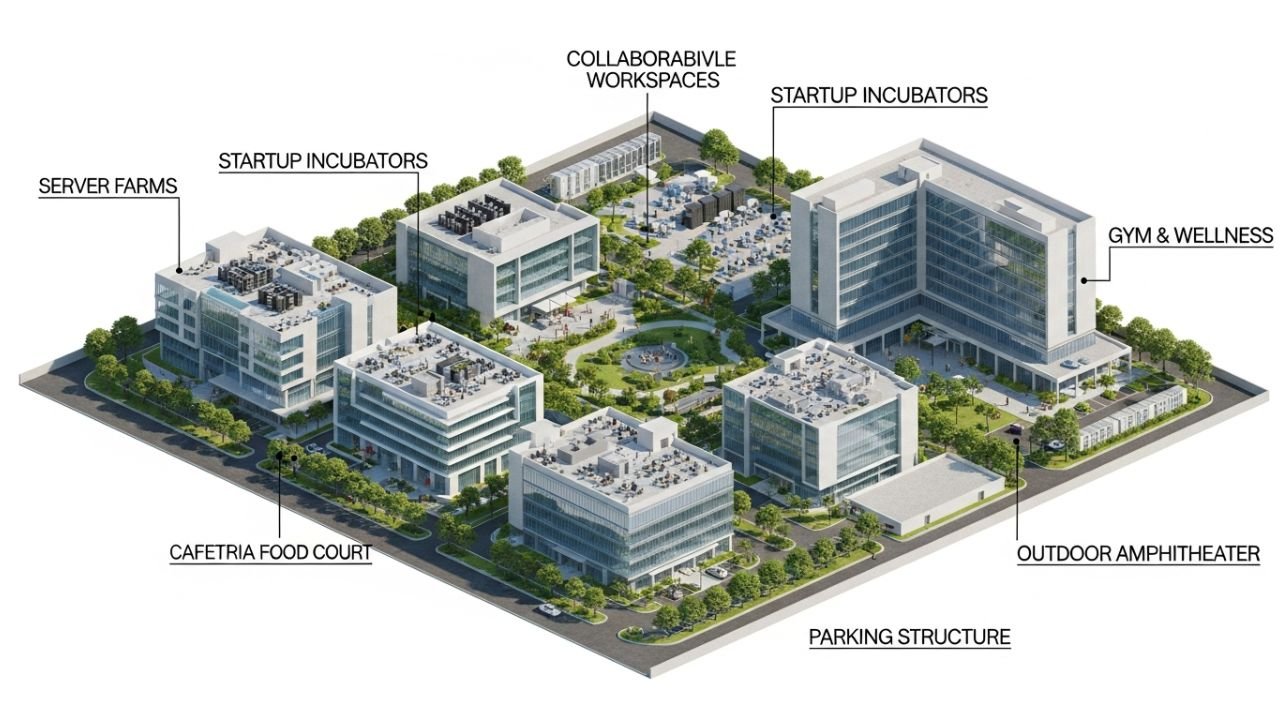 3D floor plan for office building in Gurgaon IT park