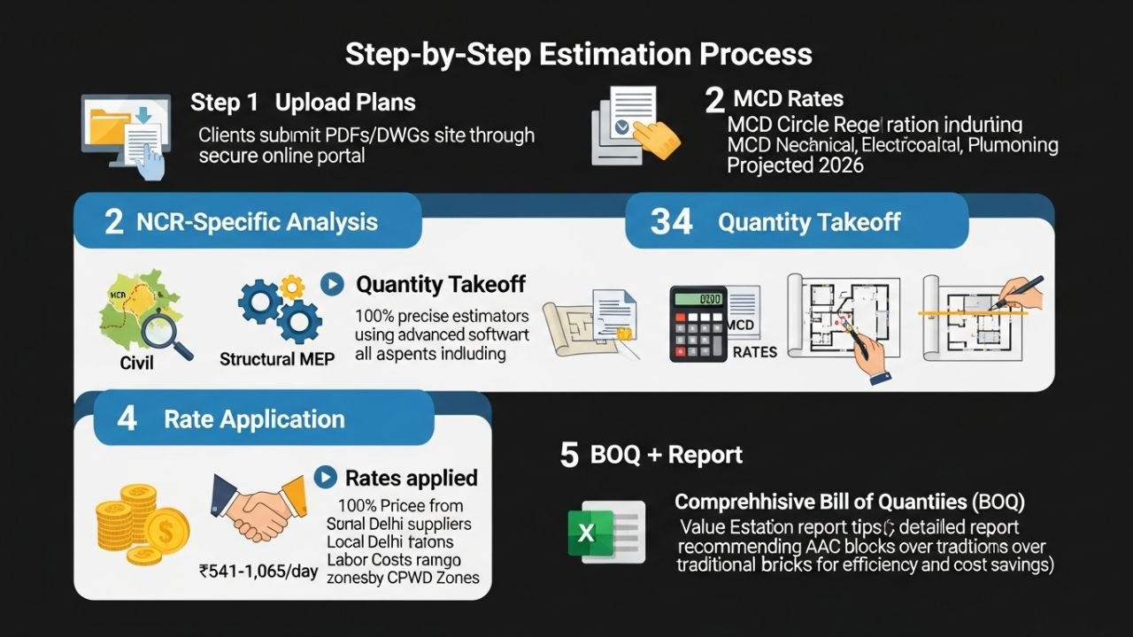 Construction estimation process for Delhi contractors