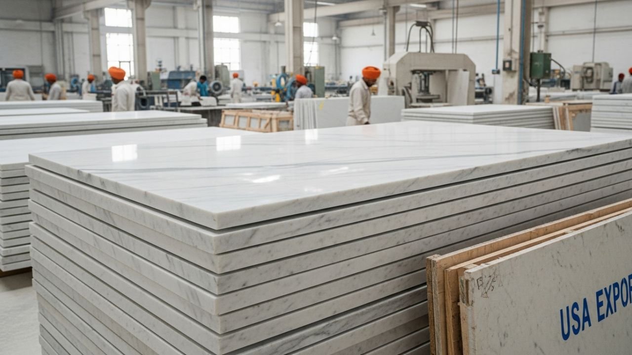 Premium Makrana White marble slabs from India exporter to USA