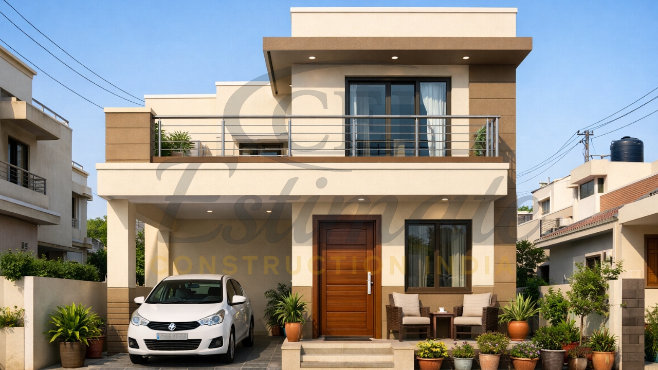 1000 sq ft house design for middle class India 2026 front view photo