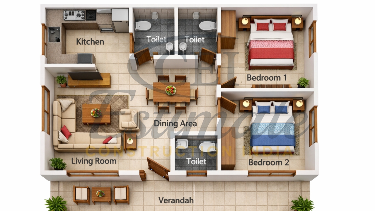 1000 Sq Ft House Plan Budget in India