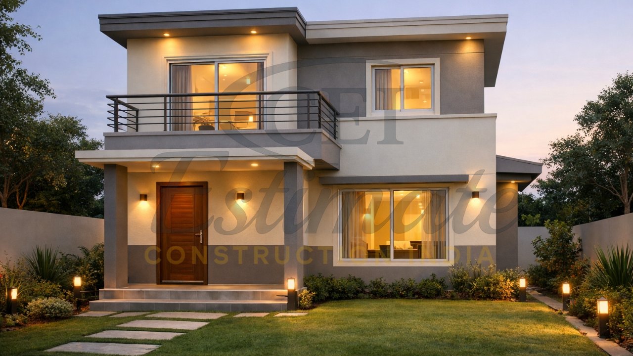 Affordable 1200 sq ft 3 BHK house design with photo