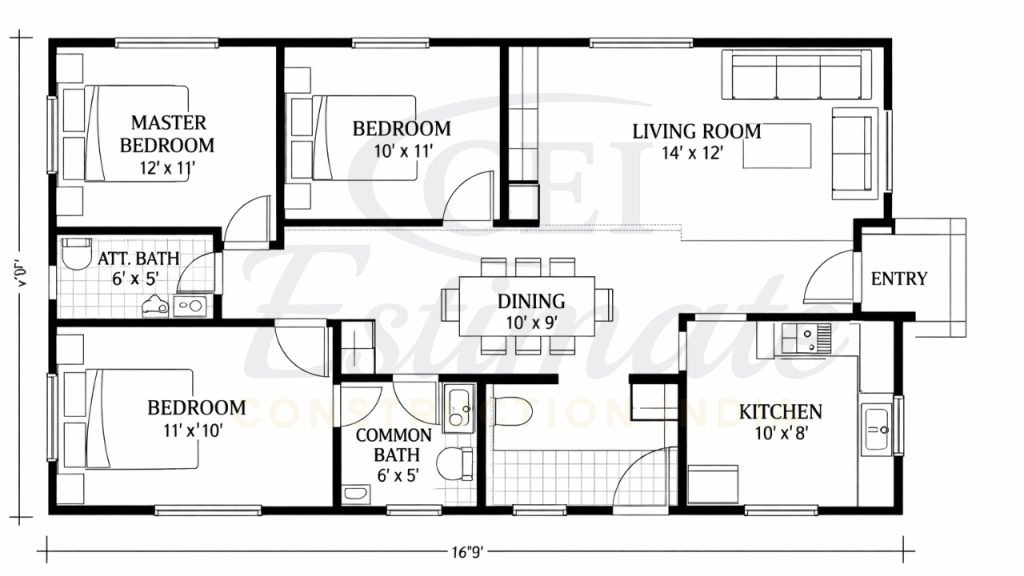 1200 Square Feet House Plans 3 Bedroom