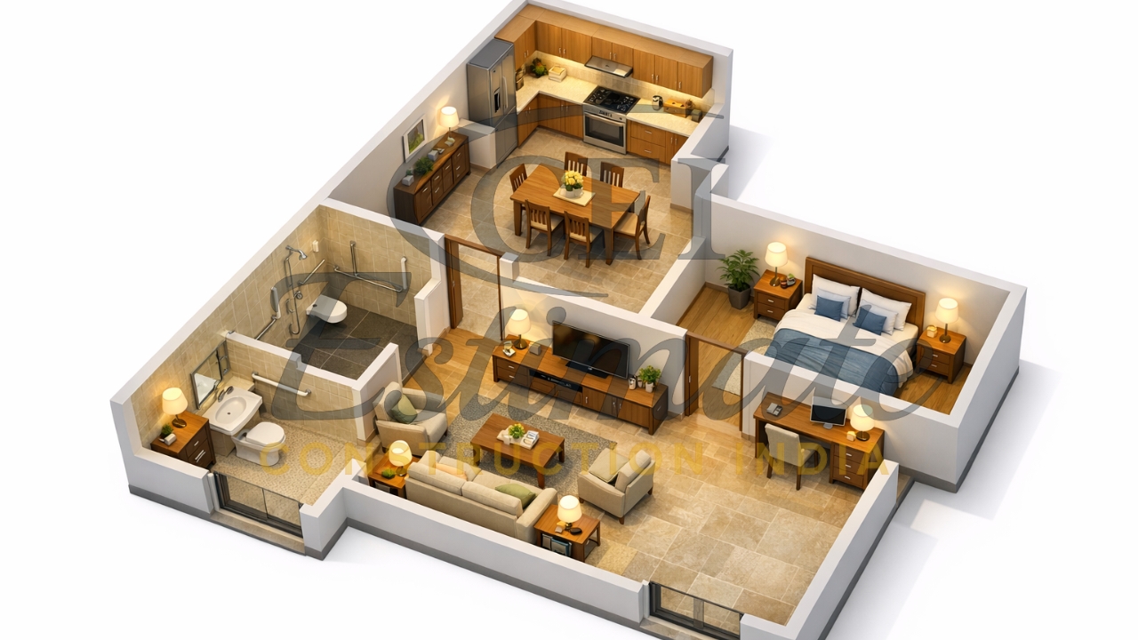 25×40 2 BHK House Plans with 3D Views