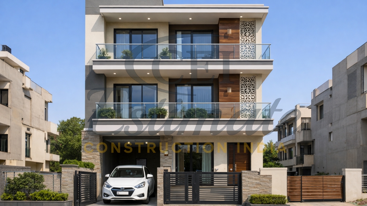 Best 1200 sq ft east facing 3 BHK house plan Delhi NCR G+2 photo