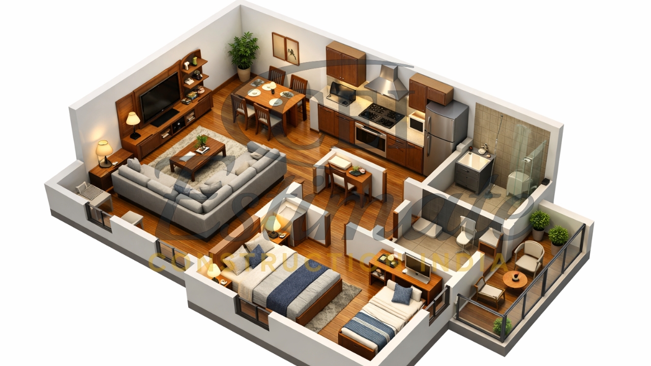 30×40 2 BHK House Plans with 3D Views