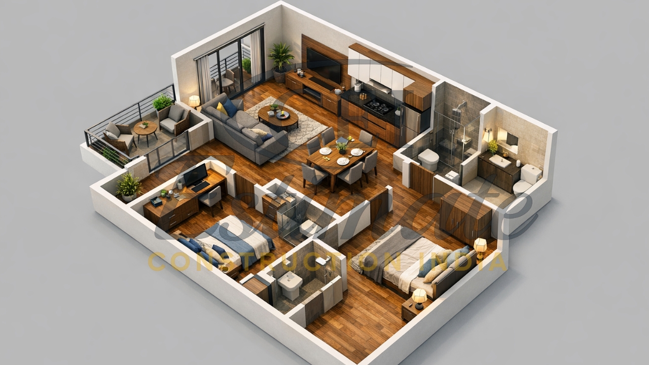 30×40 2 BHK House Plans with 3D Views