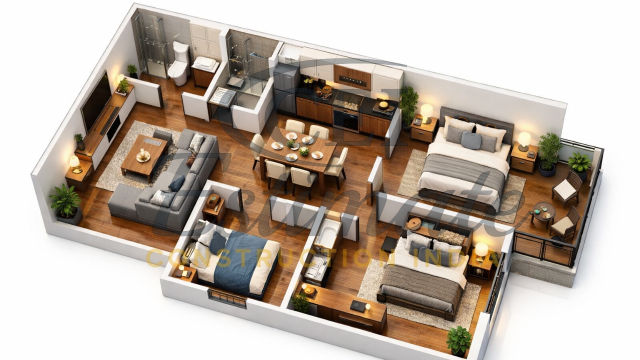 30×40 2 BHK House Plans with 3D Views