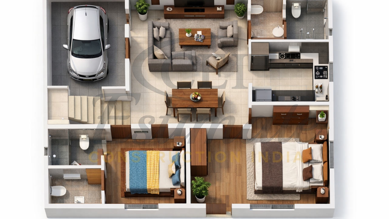 30×40 North Facing 2 BHK House Plans