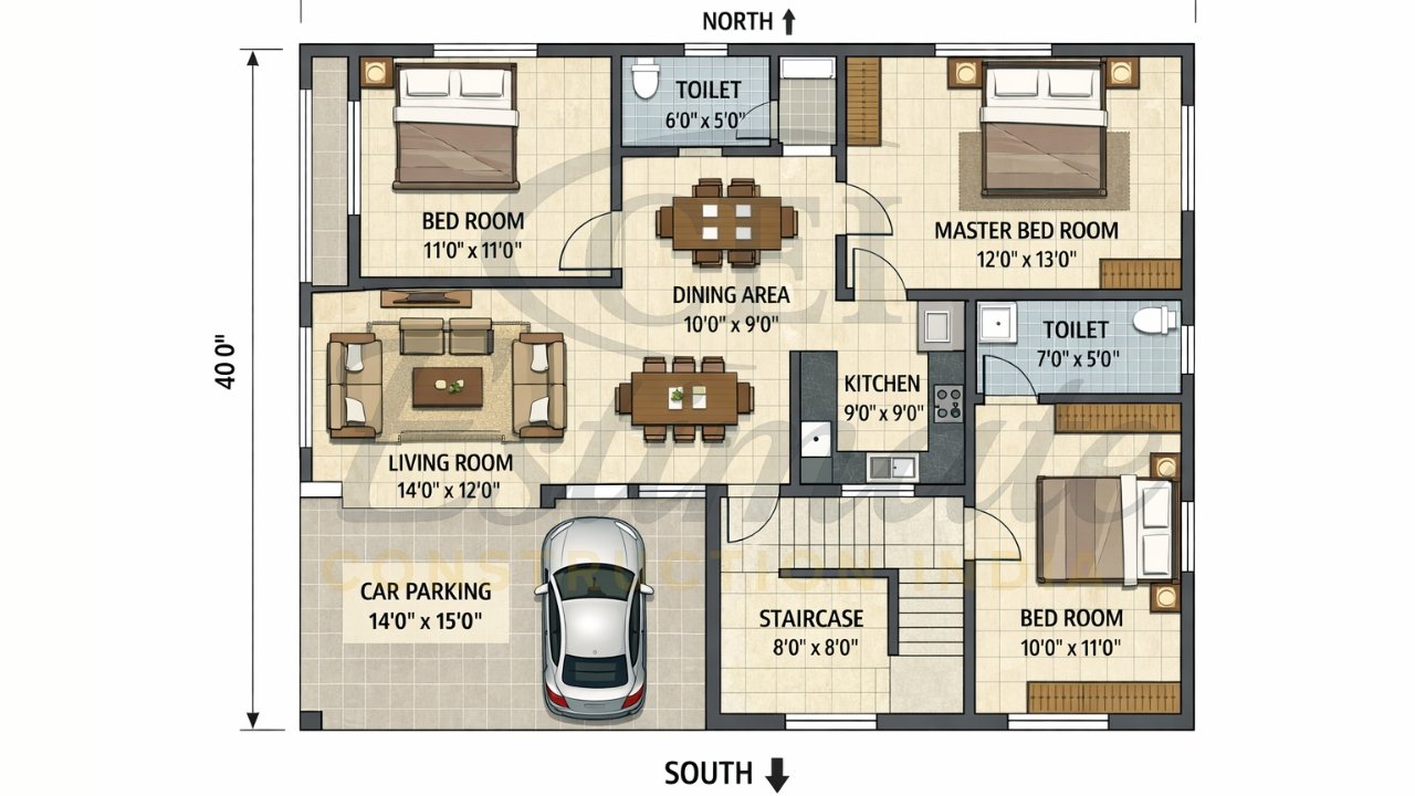 0 by 40 south facing open kitchen 3 BHK photo 2026