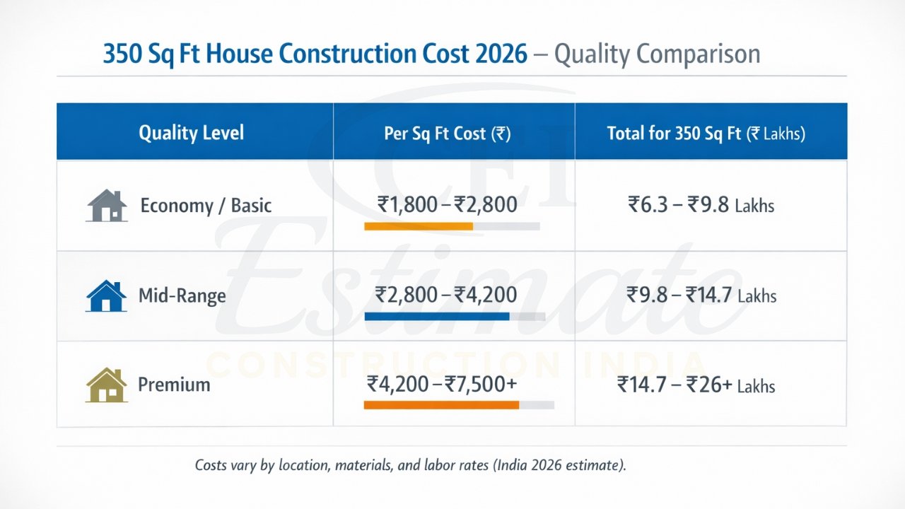 350 Sq Ft House Construction Cost in India