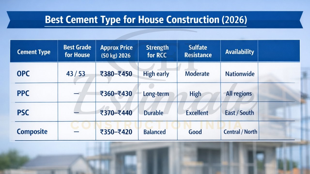 Best Cement for House Construction in India
