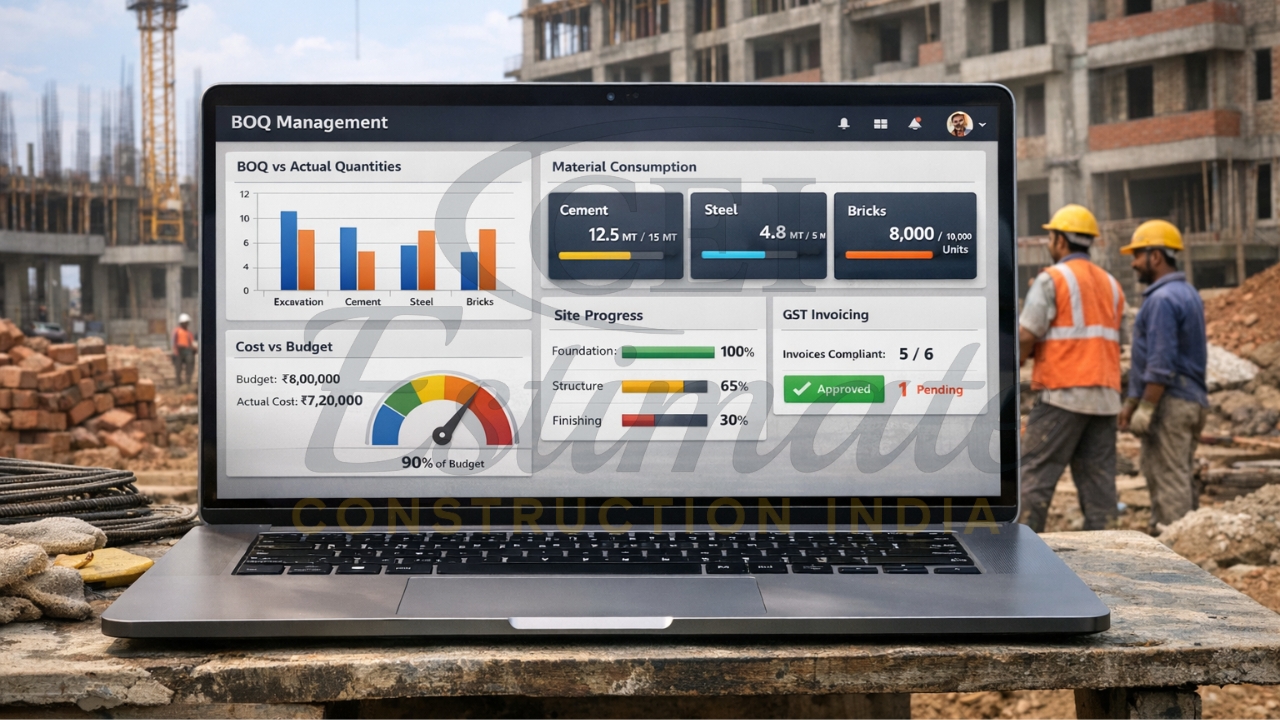 Construction management software BOQ integration for small Indian contractors