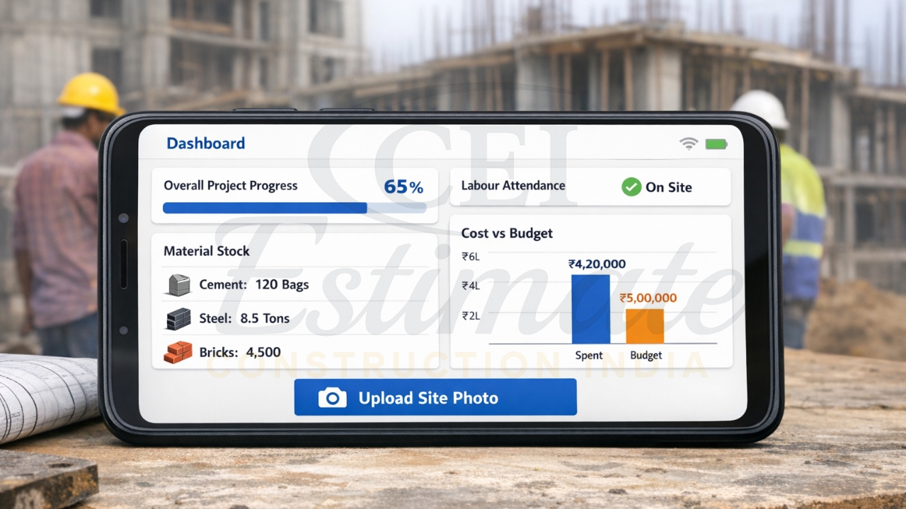 Easy construction management app dashboard for small contractors India