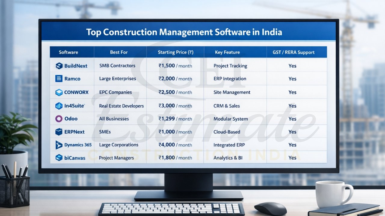 Top construction management software India comparison