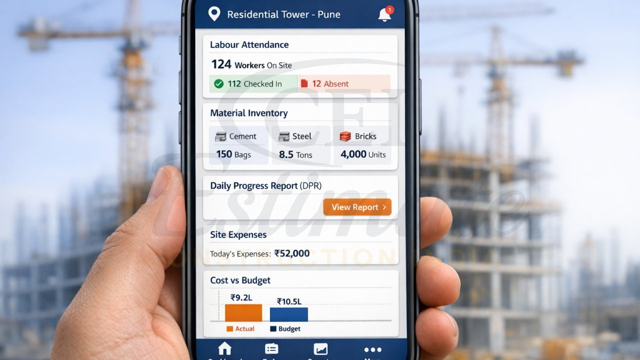 Mobile app for site engineers tracking labour & materials India