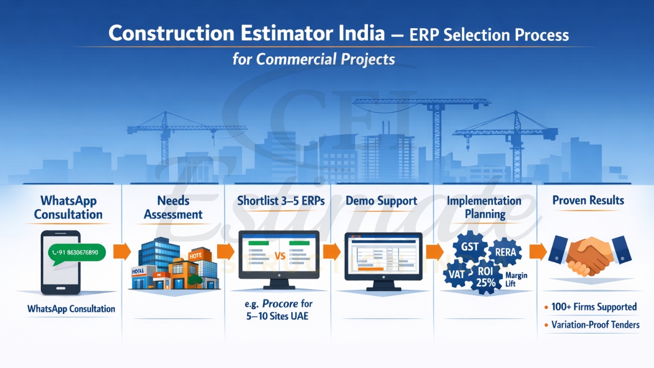 Construction Estimator India ERP selection process for commercial contractors