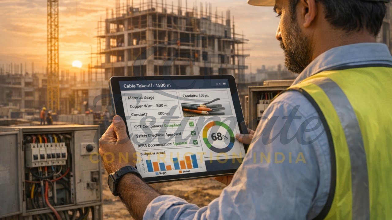 Electrical takeoff and compliance dashboard in ERP software for Indian contractors