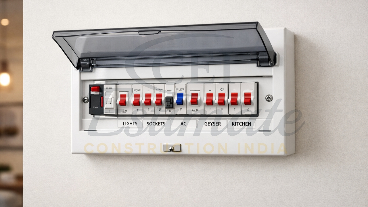 Modular electrical panel DB installed in new 2BHK house India 2026