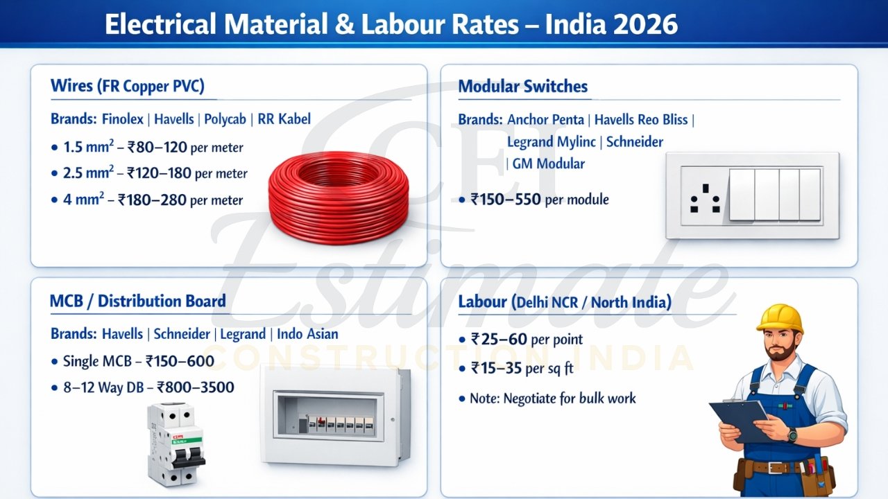 Electrical Wiring Cost per Square Foot in India