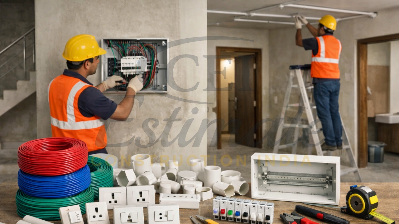 Electrical Work Material Cost per Square Feet in India