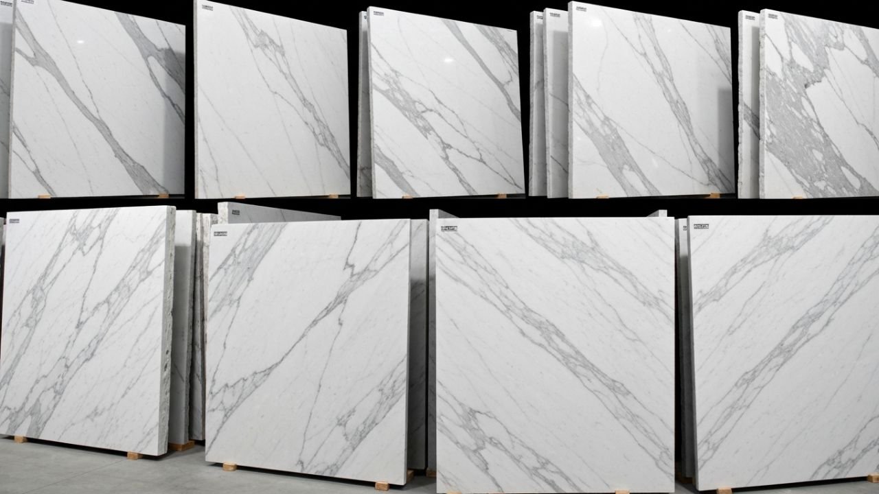 Premium Italian marble types like Carrara White and Statuario available from supplier in India