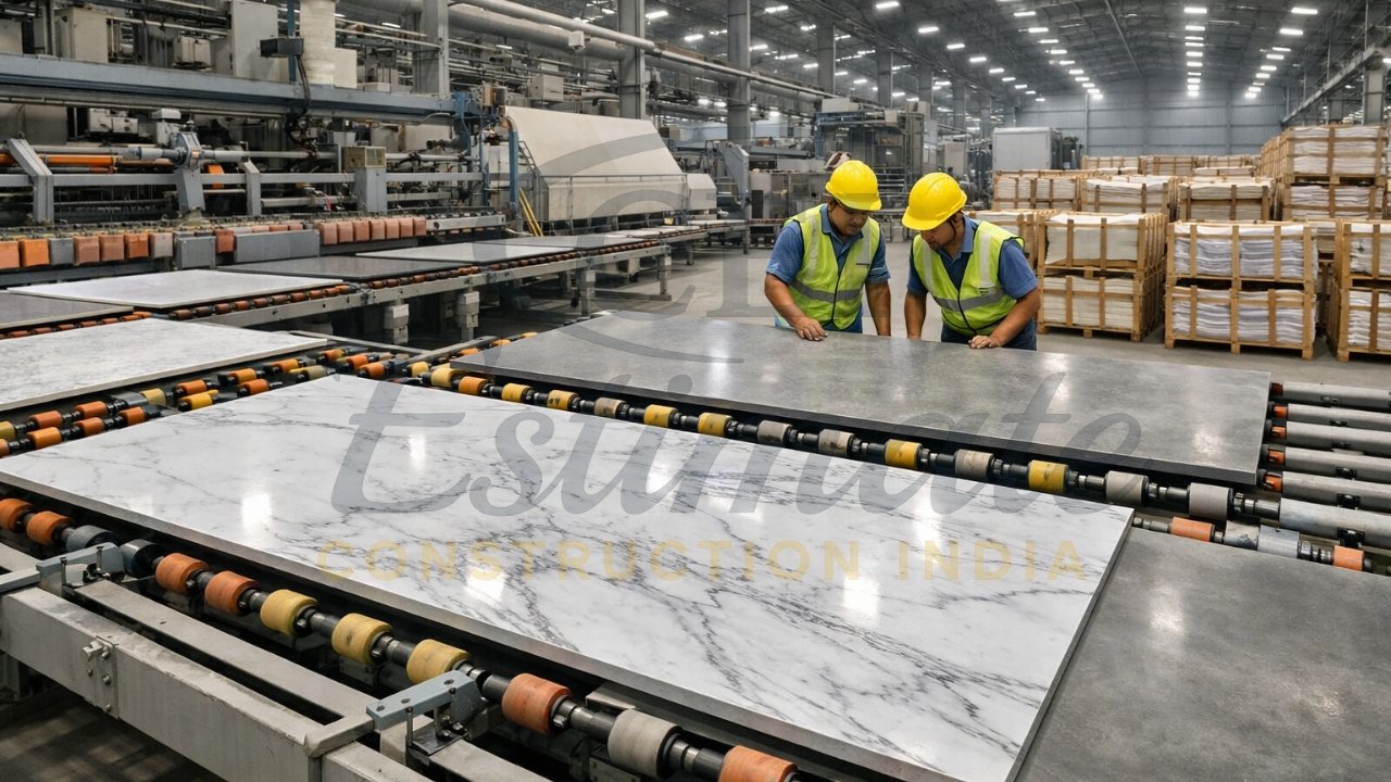 Large-format porcelain slabs production in Morbi Gujarat for export to Poland