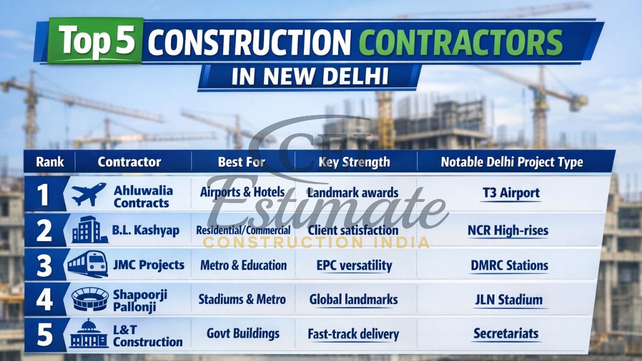Top 5 Construction Contractors in New Delhi