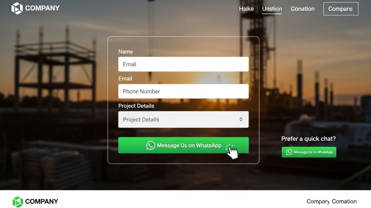 mobile friendly construction website with quote form and WhatsApp CTA for builders India