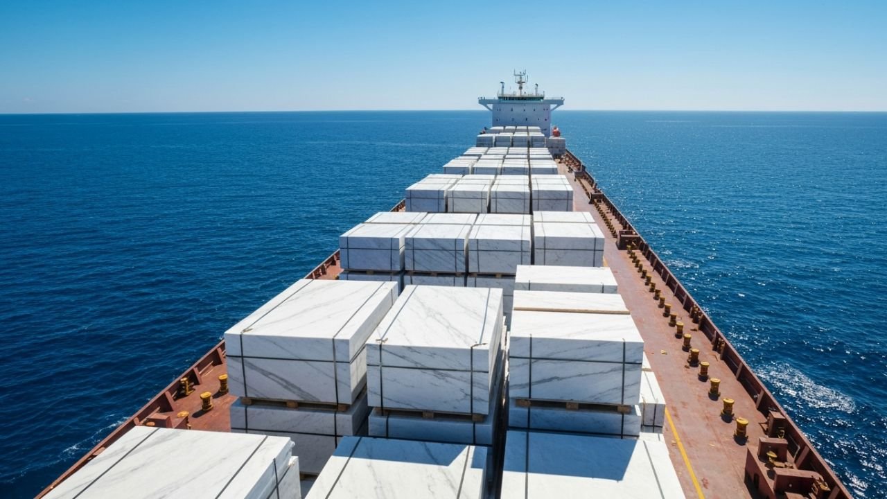 Marble exporter from India to United Kingdom shipping premium slabs to Felixstowe port