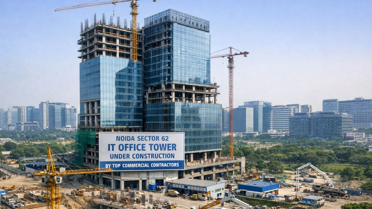 Noida Sector 62 IT office tower under construction by top commercial contractors
