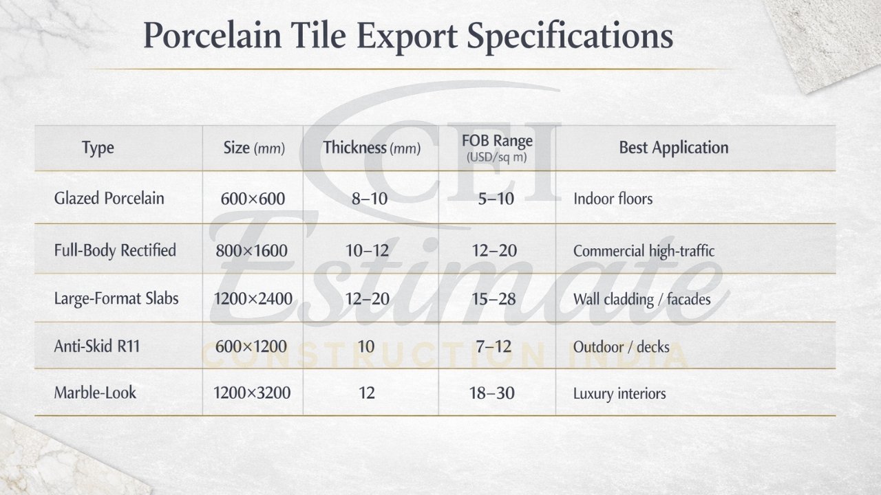 Glazed porcelain tiles import India loaded for export at Mundra port