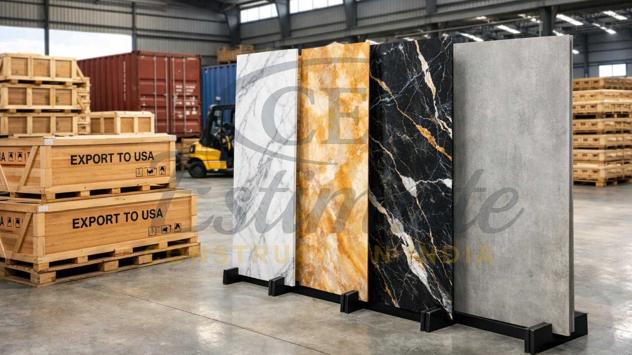 Premium tiles exporter from India to USA – large porcelain slabs from Morbi Gujarat