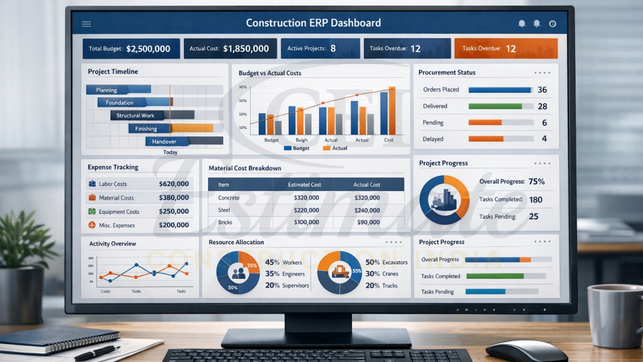 Construction ERP dashboard India 2026
