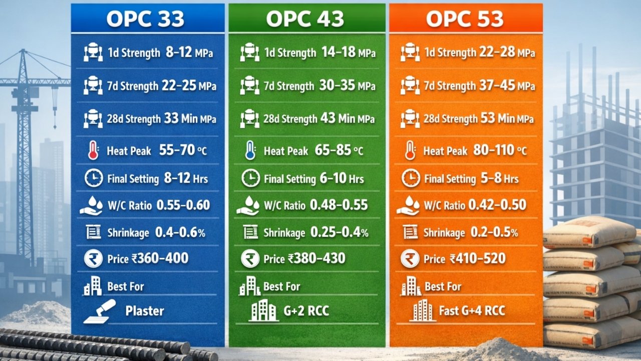 33 43 & 53 Grade Cement Difference in India