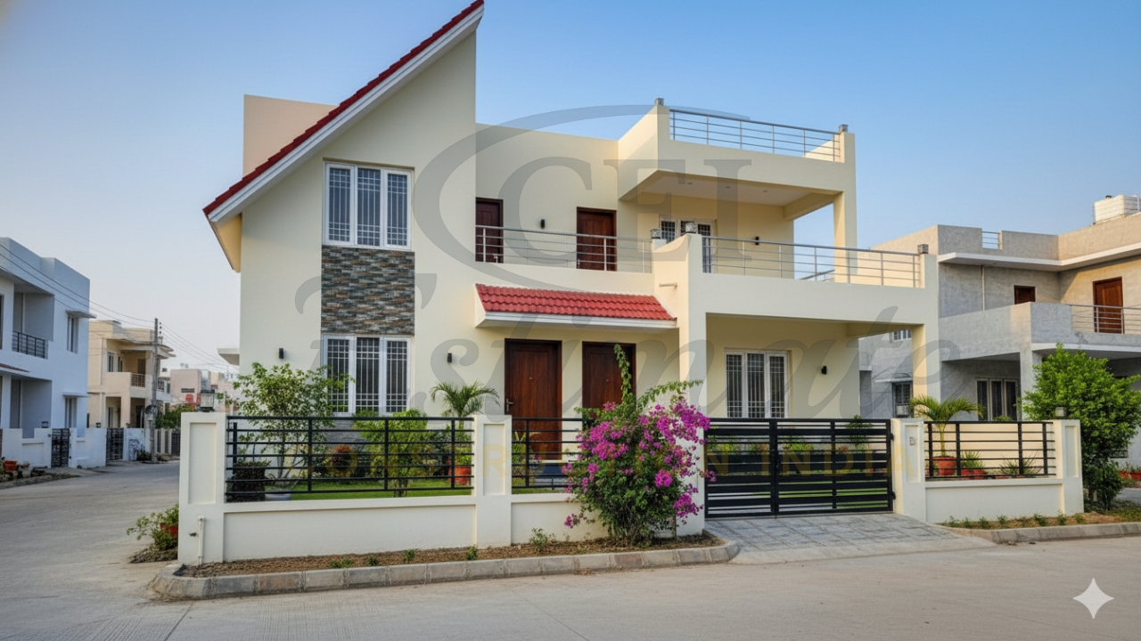 Property consultant showing a 3BHK villa in Rudrapur to clients