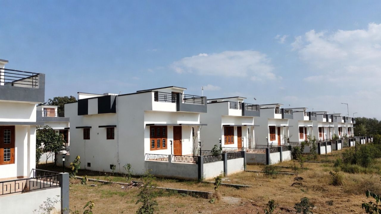 Exterior view of newly built 3BHK houses near SIDCUL Rudrapur