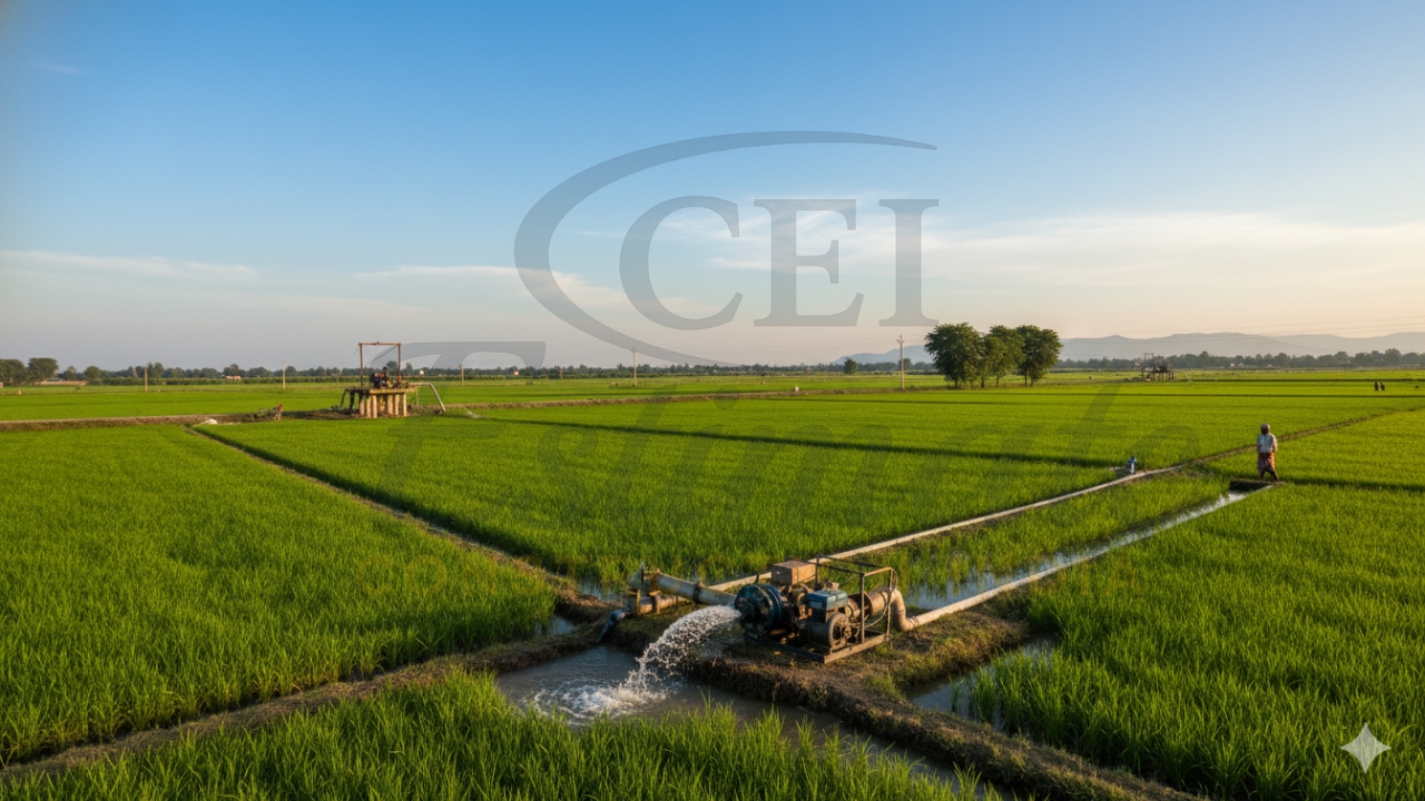 Agricultural land for sale in Khatima with green fields, irrigation system, and fertile soil