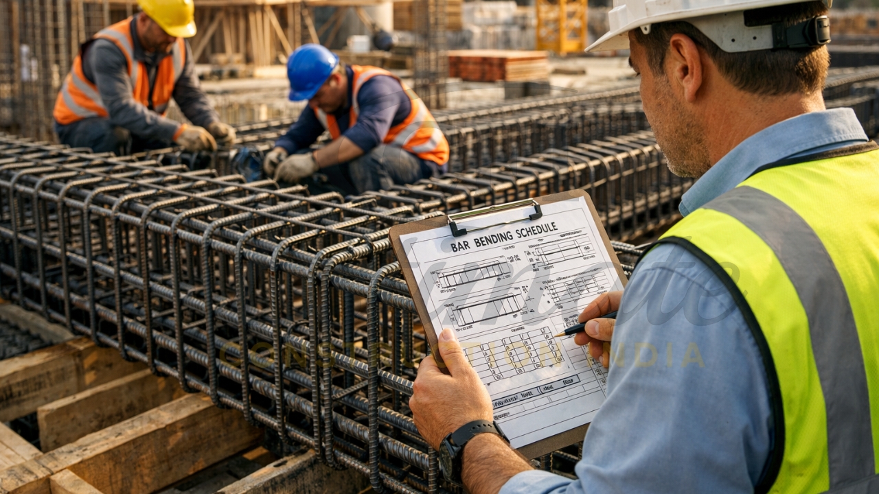 Organized steel placement using professional bar bending schedule for beams
