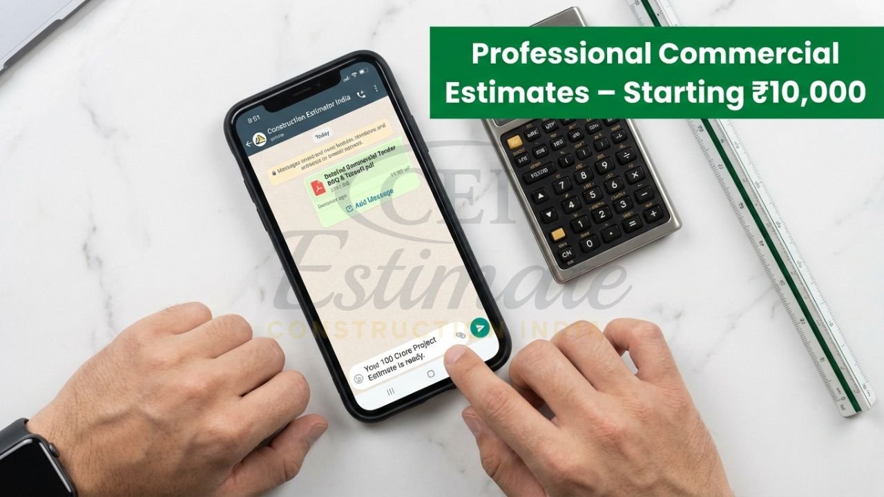WhatsApp consultation for professional commercial construction estimating and BOQ services in India