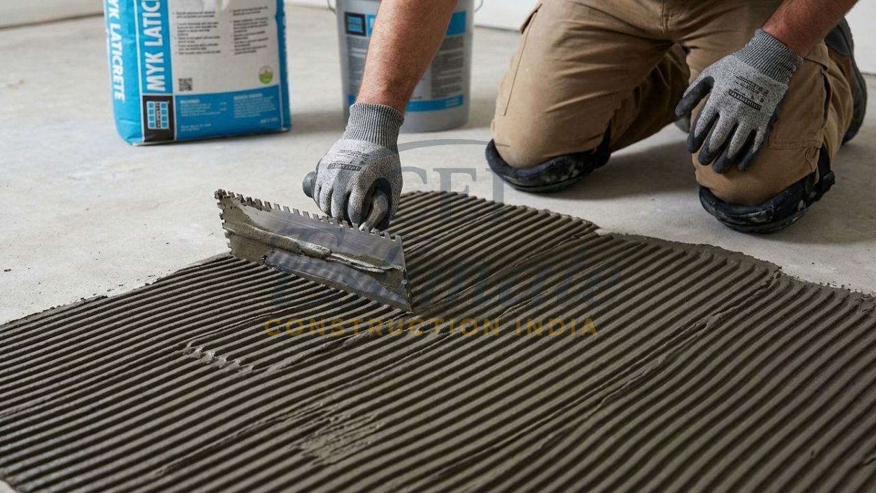 If you have ever heard a hollow sound when you tap your tiles, seen hairline cracks, or watched tiles simply pop out from the floor or wall, most of the time the root cause is wrong cement/adhesive choice and poor application – not the tile quality itself. In 2026, with larger vitrified tiles, heavy granite and marble, and wet areas like bathrooms and balconies, using normal cement-sand mortar the old way is almost a guarantee of future complaints, rework and loss. Why the Right Cement/Adhesive Choice Is Critical for Tiling on Concrete/Plaster For today’s tiles and stones, the base is usually RCC slab, screed or plaster – all of which shrink and move with temperature and moisture; if the bonding material cannot handle this movement, tiles debond or crack. A proper tile adhesive is designed to give high bond strength, flexibility, water resistance and controlled thickness, which keeps tiles firmly locked to concrete/plaster even under heavy traffic and thermal movement. Using the right cement/adhesive also helps: Reduce tile breakage and wastage during fixing. Avoid stains, efflorescence and color patches on light marble and granite. Achieve perfectly level floors and plumb walls, especially with large-format vitrified tiles. Save labour time because mixing, application and cleaning are faster and more predictable than loose site-mix mortar. Traditional Cement vs Modern Tile Adhesives – Which Is Better in 2026? Traditional cement-sand mortar (1:4 to 1:6) is still seen on many small sites, especially for basic ceramic tiles in rural/low-budget work; it is cheap per bag but needs higher thickness, more labour, soaking tiles, and still gives lower bond strength and more hollow sounds. With large vitrified tiles and dense porcelain, the mortar cannot properly grip the tile back, leading to debonding, curling and uneven surfaces over time. Modern cement-based tile adhesives are factory-made, polymer-modified powders; you just add water and get a creamy paste that gives excellent adhesion on concrete, screed, plaster and even old tiles. These adhesives are available in different grades (C1, C2, C2TE, etc.) for normal, fast-setting, flexible and heavy-duty applications, and are now the recommended standard for most tiling in India 2026, from residential flats to malls. Other modern options include: Ready-mix / pre-mixed tile adhesives (in buckets): paste form, convenient for wall tiles and small renovation jobs; mostly for internal walls and smaller tiles. Epoxy tile adhesives: high chemical resistance and waterproofing; used for industrial kitchens, labs, swimming pools and very heavy-duty areas along with epoxy grout. White cement-based adhesives: specially formulated for marble, granite, light and translucent stones where normal grey cement causes stains or shadowing. In simple language: for 90% of good-quality tiling jobs in 2026, polymer-modified cement-based tile adhesive is better than normal cement mortar in strength, finish, speed and long-term durability. Which Type of Cement/Adhesive Is Best for Different Tile & Surface Types? Use this practical guide when deciding what to use where: Ceramic wall tiles on plastered brick/block walls Use: Standard cement-based tile adhesive (C1 or C1T) or a white cement-based adhesive where tile is light/white. Why: Better grip on plaster, less slipping on vertical surfaces, neat joints. Porcelain/vitrified floor tiles on concrete/RCC screed Use: Polymer-modified cement-based adhesive (C2 or C2TE class) with good flexibility. Why: Dense tiles need higher bond strength and deform with slab movement; polymer adhesive prevents debonding and hollow spots. Vitrified/porcelain wall tiles (bathroom, kitchen, façade) Use: Non-slip, polymer-modified adhesive with extended open time (C2TE), sometimes deformable (S1) for external façades. Why: Avoid tile slipping on vertical surfaces and handle temperature variations. Marble, granite & natural stone on floors and walls Use: White cement-based adhesive or premium polymer-modified white tile adhesive, especially for Italian/soft marble and light stones. Why: Prevents staining and picture-framing, provides strong but flexible bond for heavy tiles. Wet areas – bathrooms, balconies, kitchen backsplash, wash areas Use: Waterproof polymer-modified adhesive (C2TE/S1 type) or epoxy adhesive for extreme wet/chemical areas. Why: Constant moisture and temperature changes demand water-resistant, flexible bonding. Large-format tiles & slabs (>600×600 mm, 800×800, 600×1200, big slabs) Use: High-bond strength, deformable adhesive (C2TE/S1 or S2), often labelled as “Large format / Heavy duty / Flex”. Why: Big tiles require full bedding support, higher flexibility and better wetting to avoid hollow sound, cracking and edge lifting. Heavy-traffic/commercial floors (malls, showrooms, hospitals, schools) Use: High-strength cement-based adhesive (C2 or C2TE) or epoxy system where chemical or impact loads are high. Why: Repeated impact and point loads can quickly damage tiles fixed with low-grade mortar. Tile-over-tile (old tile surface, renovation without breaking) Use: Special “tile-on-tile” high-bond adhesive (C2TE/S1), sometimes with primer. Why: Old glazed tile surface is smooth and non-absorbent; needs high bond plus surface preparation. Cladding on external walls and elevations Use: Flexible, weather-resistant polymer-modified adhesive (C2TE/S1), plus proper mechanical support for heavy stones. Why: Sun, rain and temperature changes cause high movement; only flexible adhesives can survive long term. Top 10 Best Cement & Tile Adhesive Brands/Products for Tiling in India 2026 Below are 10 trusted options commonly used by contractors across India; prices are indicative street/retail levels in many Tier‑2/3 cities as of early 2026 and can vary by location, dealer discount and quantity. 1. UltraTech Tilefixo / UltraTech Xtra Type: Polymer-modified cement-based tile adhesive range (CT, NT, VT, etc.). Best for: Ceramic and vitrified floor/wall tiles on concrete and plaster; different grades for basic tiles, vitrified, large-format and tile-over-tile. Approx price (20–25 kg): Around ₹270–₹490 per 20 kg bag in many markets, depending on variant and dealer margin. Coverage: Roughly 4–5 kg/m² at 3 mm thickness (around 4–5 m² per 20 kg bag for normal trowel).​ Key advantage: Backed by a major cement brand, consistent quality, easily available in North & Central India, good technical support and data sheets. 2. Ardex Endura (e.g., Ardex X77 / X90 equivalents) Type: High-performance polymer-modified cement-based adhesives, including flexible and weather-resistant grades. Best for: Premium vitrified, porcelain, tile-on-tile, façades and external cladding where flexibility and strength are critical. Approx price: Mid to premium range, usually higher than basic retail brands but justified for demanding work. Coverage: Typically 3–6 kg/m² depending on trowel size and tile size (standard for C2TE adhesives). Key advantage: Excellent reputation among professional tilers for strong bonding, low slump and wide product range (adhesives + grouts). 3. Kerakoll H40 / Keraflex Range Type: High-grip, flexible, polymer-modified cement-based tile adhesives; H40 is a flagship product with high performance. Best for: Large-format vitrified, porcelain, natural stone, façades and heavy-duty commercial projects; also for tile-over-tile with suitable grade. Approx price: Around ₹1,000–₹1,400 per 25 kg bag for H40 Gel in India, depending on color and seller. Coverage: About 1.2–1.3 kg/m² per mm thickness, i.e., roughly 4–6 m² per 25 kg with a typical notched trowel.​ Key advantage: Very strong bond, good deformability, long open time; preferred in high-end residential and commercial sites. 4. Weber (Saint‑Gobain) – Webercol Flex / Weberfix Pro Type: Cement-based, polymer-modified flexible tile adhesives; Webercol Flex is a two‑component latex-modified product.​ Best for: Internal and external floors and walls, wet areas, large tiles and places with permanent humidity or temperature variations.​ Approx price: Typically mid to premium range per 20–25 kg set, varying with local distributor. Coverage: Approx. 3–7 kg/m² depending on substrate and tile; many Weber specifications list 3–7 kg/m² for their flexible adhesive range. Key advantage: High bonding strength, good chemical and water resistance, reliable for balconies, terraces and bathrooms. 5. Roff (Pidilite) – Roff Tufffix / Roff Master Type: Polymer-modified cement-based tile adhesives along with specialty products (epoxy grout, waterproofing, etc.). Best for: Residential vitrified/ceramic floors and walls, bathrooms, kitchens and balconies where waterproofing and flexibility are important. Approx price: Competitive mid-range; often found slightly above local brands but below ultra-premium imports. Coverage: Generally 4–6 m² per 20–25 kg bag depending on usage. Key advantage: Strong backing of Pidilite, easy availability in paint/adhesive shops, full system (adhesive + grout + waterproofing). 6. Bal Adhesives (Bal Bond / Bal Super) Type: Tile adhesives, bonding agents and additives for strengthened cement-based fixing systems. Best for: Bathrooms, kitchens and renovation work where enhanced bond and flexibility are required, especially when using admixtures. Approx price: Varies by product; typically considered mid-range to premium due to performance. Coverage: Depends on whether used as ready adhesive or as additive with site-mix. Key advantage: Known internationally; good for contractors who like combining site-mixed mortar with polymer bonding agents. 7. Fosroc – Nitobond / Conbextra Range Type: Construction chemicals including bonding agents (Nitobond) and specialized grouts; used along with cement-based adhesives or mortars. Best for: Heavy-duty, industrial and infrastructure jobs where strong bonding to old concrete, high impact and load transfer are needed. Approx price: Premium industrial-grade; pricing varies widely by region and type (epoxy vs acrylic bonding agents, etc.). Coverage: Given per kg or per litre of bonding agent; refer to product data sheets for exact numbers. Key advantage: High performance in structural and industrial environments; trusted by engineers for critical applications. 8. MYK Laticrete – Laticrete 252, 305, etc. Type: Wide range of polymer-modified cement-based tile adhesives (e.g., 252, 305, 335) and epoxy systems. Best for: From basic ceramic wall tiles (305) to high-performance vitrified, stone and external applications (higher numbered products). Approx price: Around standard to premium depending on product; typically competitive in professional markets. Coverage: Roughly 4–6 m² per 20–25 kg bag for typical 3 mm bed thickness. Key advantage: Detailed technical documentation, training support and a complete tiling system (adhesives, grouts, waterproofing). 9. JK White Cement + Polymer Additive Type: White Portland cement combined with latex/polymer admixture to create site-made white tile adhesive. Best for: Marble, granite and light-coloured natural stones where grey cement may stain; renovation projects where custom mixes are preferred. Approx price: White cement around the standard white cement retail price per 25/50 kg bag plus the cost of admixture; often economical vs branded white adhesives. Coverage: Varies with mix ratio; roughly similar to other cement-based adhesives at same thickness. Key advantage: Very bright white color, flexible to adjust mix on site, easier availability in many Tier‑2/3 markets. 10. Birla White Cement + Latex Additive Type: High-whiteness cement used with latex/polymers to make white bonding mortar or adhesive for marble and granite. Best for: Italian marble, onyx, light granites and vertical stone cladding where clean white background and strong bonding are critical. Approx price: Similar to other white cements; overall system cost depends on additive dosage. Coverage: Comparable to JK white-based systems for same thickness. Key advantage: Very high whiteness, good brand trust, widely used by marble masons for premium finishes. Sample Comparison Table – Popular Tile Adhesive Options (Indicative 2026) Product / Brand Type Best For Approx Price (bag/bucket) 2026* Coverage (typical) Strength Class / Notes UltraTech Tilefixo CT / VT Cement-based polymer adhesive Ceramic/vitrified on concrete & plaster ~₹270–₹490 per 20 kg bag ~4–5 m² per 20 kg at 3 mm​ C1/C2 depending on grade Kerakoll H40 Gel High-flex cement adhesive Large-format tiles, façades, heavy-duty ~₹1,000–₹1,400 per 25 kg ~4–6 m² per 25 kg​ C2TE/S1 type performance Webercol Flex Flexible cement-based adhesive Wet areas, external, large tiles Mid–premium per 20–25 kg​ ~3–7 kg/m² (3–6 m² per bag)​ C2TE / flexible, waterproof​ Roff Tufffix Cement-based adhesive Residential floors/walls, bathrooms, balconies Mid-range per 20 kg ~4–6 m² per 20 kg C1/C2 depending on version MYK Laticrete 252 / 305 Polymer-modified adhesive Ceramic & vitrified tiles, tile-on-tile (higher grade) Standard–premium per 20–25 kg ~4–6 m² per bag C1/C2 as per product JK/Birla White + latex Site-made white adhesive Marble, granite, light natural stone White cement + admixture cost Similar to other cement adhesives Depends on mix; good for light stone *Prices are indicative and vary by city, dealer and quantity; always check local dealer rate before final BOQ. Practical Tips for Perfect Tiling Using the Best Cement/Adhesive Follow these field-tested tips to avoid hollow sound, cracks and customer complaints: Prepare the base properly Roughen smooth concrete or old tiles with mechanical tools or chiselling; remove dust, oil, paint, loose particles and curing compounds. Ensure screed or plaster is fully cured and reasonably level before tiling. Check surface moisture and priming Slightly damp (not flooded) surfaces often help with bonding; avoid standing water. On very absorbent or dusty surfaces, use the recommended primer/slurry as per adhesive brand. Use the right mixing ratio Always follow the water–powder ratio on the bag; over‑watering reduces strength and causes shrinkage and curling. Mix with a slow‑speed drill mixer if possible; rest the mix (slake) for a few minutes and remix before use. Select correct notched trowel size For small wall tiles: 4–6 mm notch. For normal floor tiles (600×600): 8–10 mm notch. For large-format and slabs: 10–12 mm notch plus back-buttering of tiles. Use back-buttering for large and heavy tiles Apply a thin layer of adhesive at the back of big tiles or stones to ensure 100% contact area. This dramatically reduces hollow sound and breakage under load. Control open time and skinning Do not spread adhesive on more area than you can tile within 10–20 minutes (check product open time). If adhesive surface forms a skin, re‑comb or discard and apply fresh material. Maintain proper joint width and alignment Use tile spacers (2–3 mm or as specified) to keep joints consistent and allow for grout and movement. Check levels frequently with spirit level/laser and rubber mallet; correct while adhesive is fresh. Allow adequate curing before grouting & loading Most cement-based adhesives need 24 hours for light foot traffic and grouting; heavy loads may need 48–72 hours. Epoxy systems may also specify specific curing times – always follow technical data. Use suitable grout and sealants For bathrooms, balconies and kitchens, use polymer-modified or epoxy grout as recommended by the adhesive brand. Provide movement/expansion joints at periphery, door thresholds, long corridors and around columns; fill these with flexible sealant, not rigid grout. Avoid common mistakes Do not soak vitrified/porcelain tiles in water; only wipe dust from the back. Do not fix tiles directly on green (fresh) screed or plaster without considering curing and shrinkage. Do not mix different brands or add extra cement to ready-made adhesive bags. Need Accurate Tiling Material BOQ & Full Construction Budget? If you are a house owner, contractor or builder in North India (Delhi NCR, Uttarakhand, Uttar Pradesh, Rajasthan, Madhya Pradesh, Bihar, Punjab, Haryana, etc.), getting the right BOQ (Bill of Quantities) and construction budget can save you lakhs over the project. Instead of guessing bags of cement, adhesive and grout on site, we help you with a clear quantity break-up as per tile type, area and brand preference. Our simple 5-step process: You WhatsApp your floor plan, tile sizes and basic details to +91 8630676890. We analyse your drawings and propose suitable adhesive/cement type for each area (living, bedrooms, bathrooms, balconies, parking, cladding). We prepare a material BOQ – number of bags of adhesive, grout, primer, waterproofing, etc. with brand options and budget/standard/premium choices. If required, we give a full house construction budget including civil, plaster, flooring, cladding, skirting and staircase stone with rate analysis. You review, clarify on WhatsApp call, and then order materials from your preferred local dealer based on our guidance. For a free initial tiling material estimate and BOQ suggestion, WhatsApp +91 8630676890 now. CTA Box – Get Your Free Tiling BOQ & Budget Need help choosing the right cement or tile adhesive and calculating exact quantities for your site? Send your floor plan and tile details on WhatsApp to +91 8630676890 for: Free tiling material BOQ & estimate Brand and grade recommendation as per your city and budget Optional full house construction budget with flooring and cladding WhatsApp now and avoid costly tiling failures later. Suggested Image Positions (with Alt Text) After the opening paragraph Alt text: “Hollow-sounding floor tiles being removed due to failure of poor cement mortar bed in Indian home renovation” Under the section “Traditional Cement vs Modern Tile Adhesives” Alt text: “Comparison of traditional cement-sand mortar and modern polymer-modified tile adhesive for vitrified tiles on RCC slab” In the “Which Type of Cement/Adhesive Is Best” section Alt text: “Smooth tiling finish using premium tile adhesive on concrete wall in Indian bathroom renovation” In the “Top 10 Best Cement & Tile Adhesive Brands” section above the table Alt text: “Best cement and tile adhesive brands for tiling comparison chart India 2026 with prices and coverage” In the “Practical Tips” section Alt text: “Tiling mason applying tile adhesive with notched trowel on prepared RCC floor with spacers” Near the final CTA section Alt text: “Indian site engineer explaining tiling BOQ and adhesive selection to homeowner using house floor plans” FAQ – Best Cement & Tile Adhesives for Tiling in India 2026 1. Is normal cement-sand mortar still OK for tiling in 2026? For small ceramic tiles in low-budget and low-traffic rural work, traditional mortar is still used, but for vitrified, porcelain, large-format and stone tiles it is strongly recommended to use polymer-modified tile adhesive to avoid failures. 2. Which cement is best for vitrified tiles on RCC slab? Use a C2 or C2TE grade polymer-modified cement-based tile adhesive from a reputed brand such as UltraTech, MYK Laticrete, Kerakoll, Weber or Roff rather than plain OPC/PPC mortar. 3. What should I use for Italian marble and light granite? Prefer white cement-based adhesives or white tile adhesives (from Kerakoll, MYK Laticrete, Weber, Roff etc.) or a combination of JK/Birla White cement with latex additive to avoid stains and shadows. 4. Can I fix new tiles on top of old tiles without breaking them? Yes, you can use a special tile-on-tile high-bond adhesive (C2TE/S1 type) after proper cleaning and roughening of the old tile surface, and sometimes applying a primer as recommended by the brand. 5. How many bags of tile adhesive are needed per 1000 sq ft? For typical 600×600 vitrified tiles at about 3–4 mm bed thickness, expect roughly 3.5–4.5 kg/m² of adhesive; for 1000 sq ft (about 93 m²), that is roughly 330–420 kg, or around 14–20 bags of 20 kg (or 8–12 bags of 25 kg), depending on trowel size and wastage. 6. Which adhesive is best for bathroom and kitchen tiles? Use a water-resistant polymer-modified tile adhesive (C2TE or equivalent) and combine it with proper waterproofing and high-quality grout (polymer-modified or epoxy) to resist moisture and stains. 7. What is the difference between C1 and C2 tile adhesives? C1 is a normal cementitious adhesive with standard bond strength, while C2 is an improved adhesive with higher bond strength and often extra properties like reduced slip, extended open time or flexibility; for vitrified, large-format and external work, C2 is generally preferred. 8. How long should I wait before walking on newly tiled floors? Most cement-based adhesives allow light foot traffic after 24 hours, but for heavy furniture movement, vehicle parking or industrial loads you should wait 48–72 hours, depending on the product and site conditions. 9. Is epoxy adhesive necessary for residential homes? Epoxy adhesive is usually not needed for normal floors and walls; it is reserved for very wet, chemical or heavy-duty conditions like commercial kitchens, labs and industrial floors. For most homes, a good polymer-modified cement adhesive is enough. 10. Can I mix extra cement or sand into ready-made tile adhesive? No; adding extra cement or sand disturbs the manufacturer’s design and reduces strength, flexibility and open time. Use the product exactly as instructed and, if needed, shift to a higher grade adhesive instead of modifying the bagged mix. Conclusion Choosing the right cement or tile adhesive in 2026 is the difference between a floor that starts sounding hollow within one year and a floor that stays strong, level and crack-free for 15–20 years. When you match the adhesive grade properly to tile type, surface and area usage – and apply it correctly – you save money, avoid rework and deliver professional-quality finishing that impresses every visitor or client. If you want a clear tiling BOQ, brand recommendation and full construction budget for your house or project in North and Central India, simply WhatsApp your plans and basic details to +91 8630676890. Get your free tiling material quantity calculation, BOQ and full house construction budget estimate so you can purchase the right cement and tile adhesive with confidence. 
