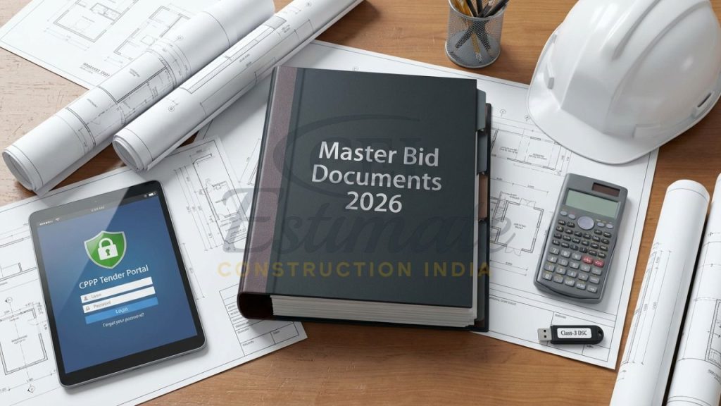 Complete set of bid documents in construction India 2026 including NIT, BOQ, and drawings.