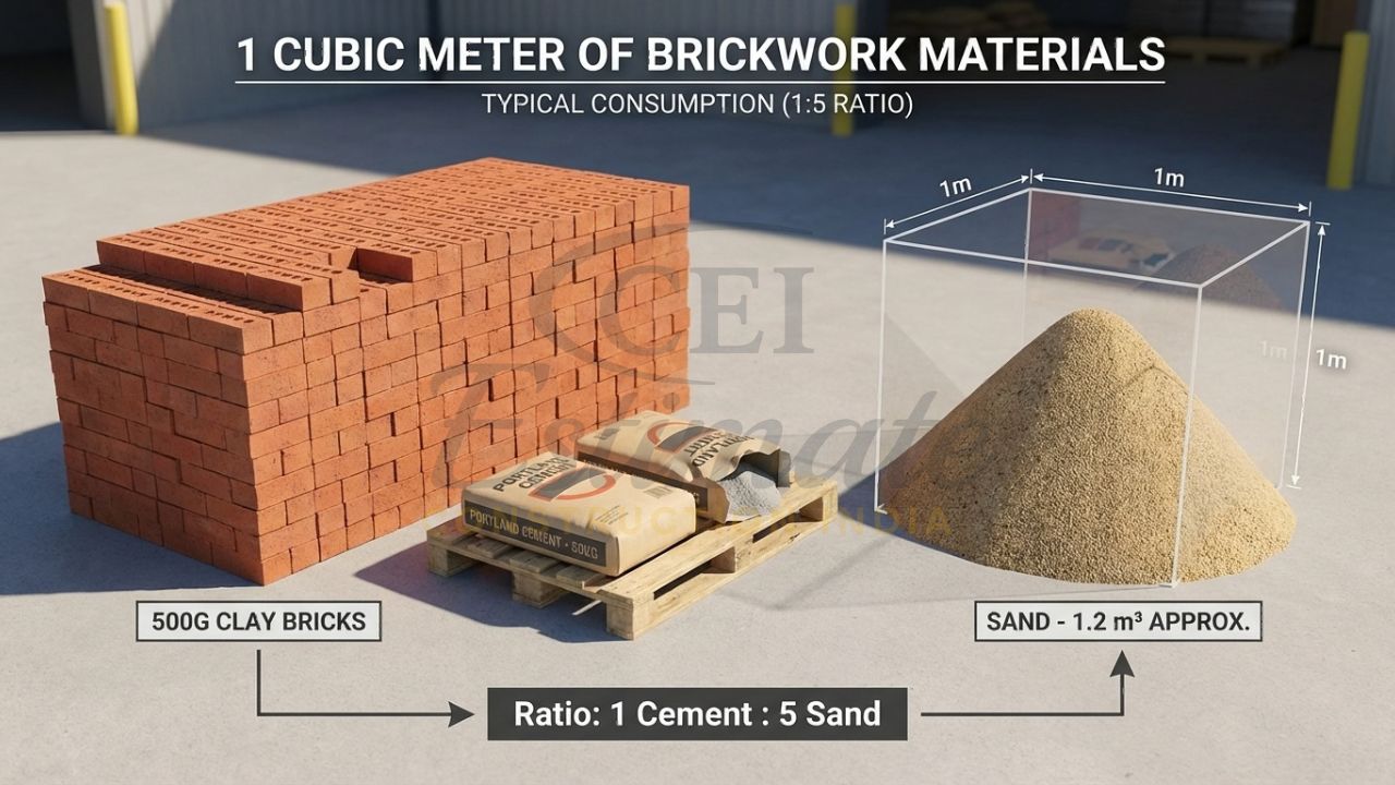 Cement Mortar Ratio for Brickwork in India