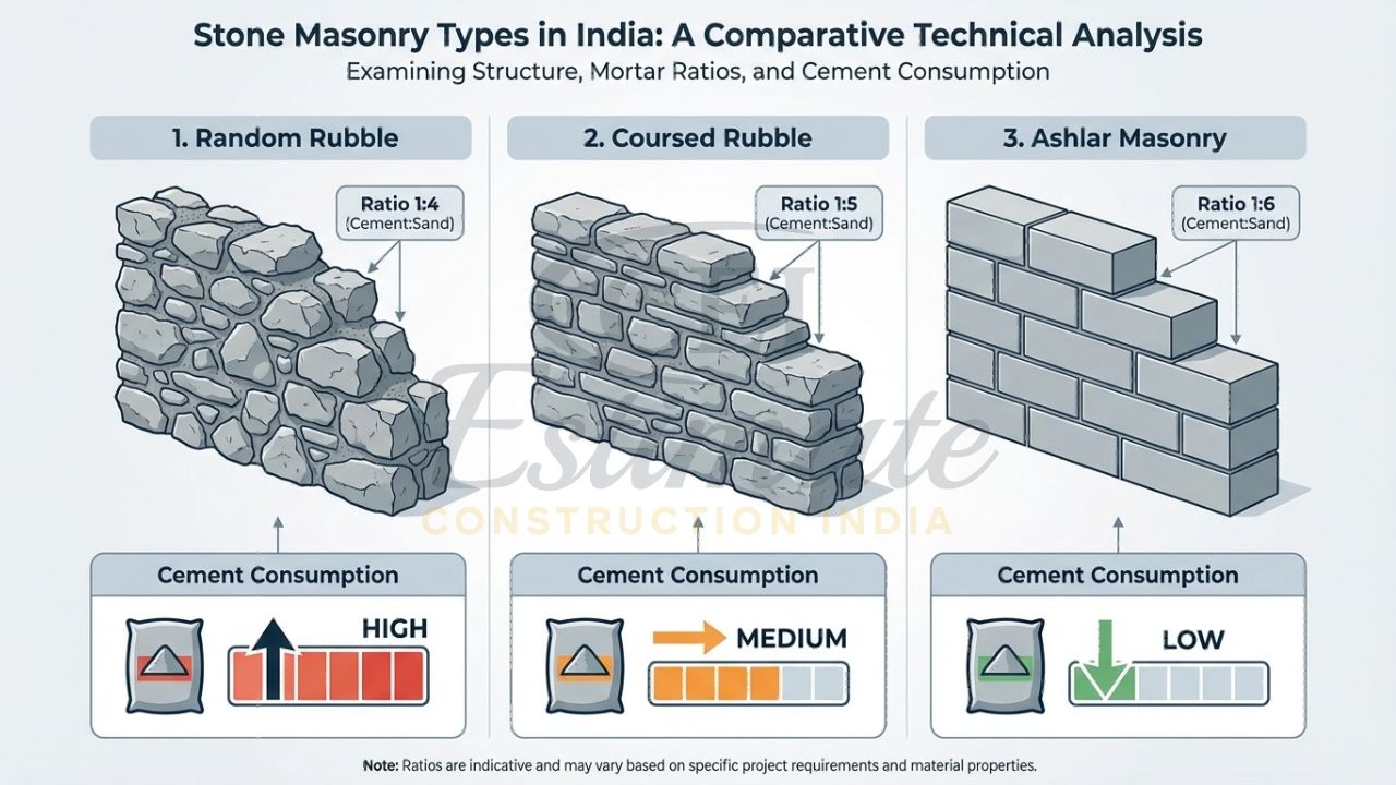 Cement Mortar Ratio for Stone Masonry in India