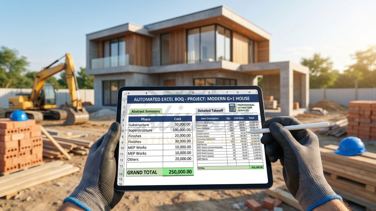 Professional digital estimation software showing detailed and abstract cost summaries.