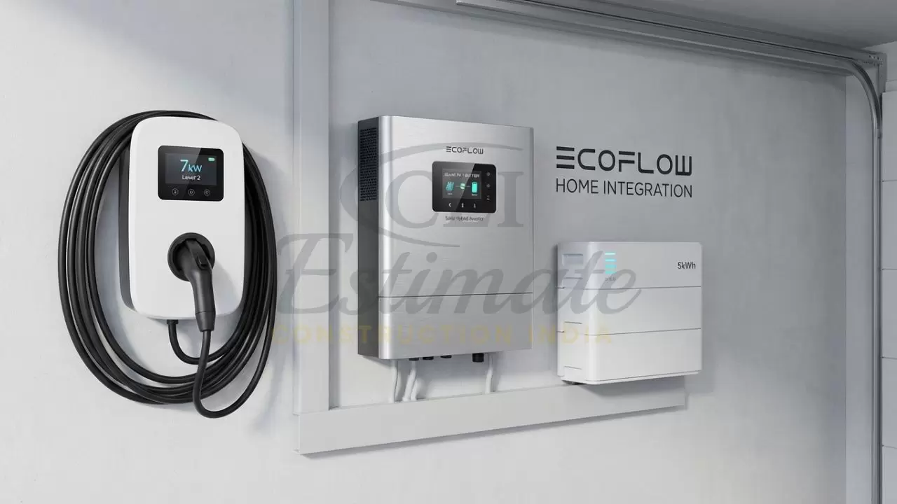 Integrated home EV charging station and solar battery storage system in India.