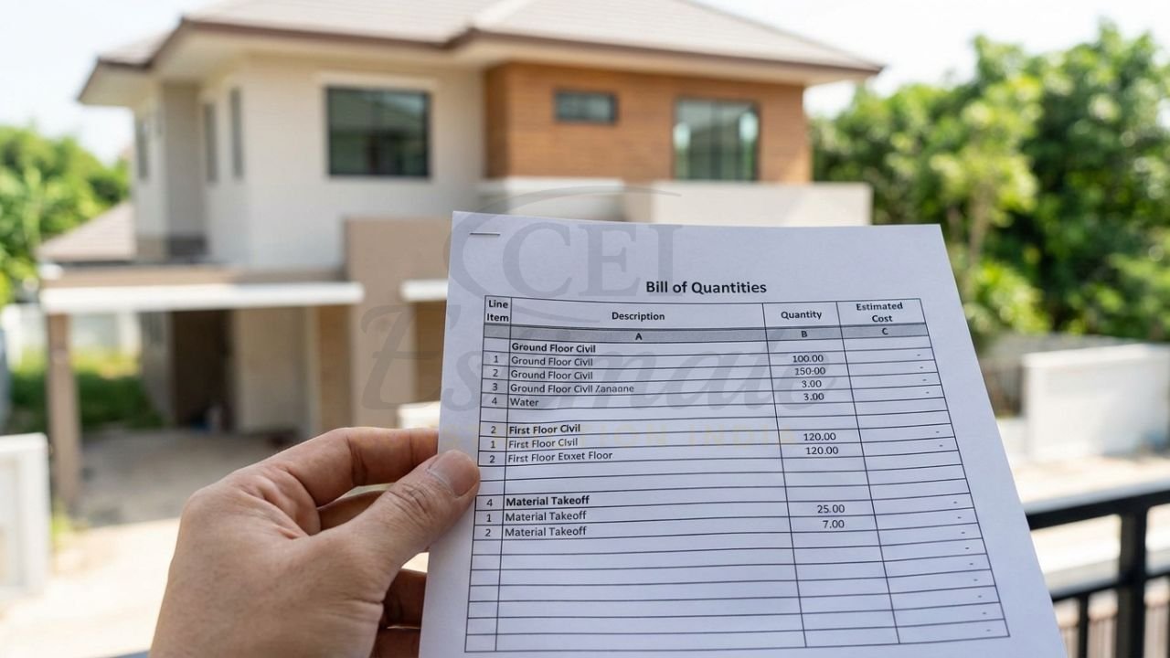 Professional Bill of Quantities (BOQ) document for floor-wise construction cost estimation.