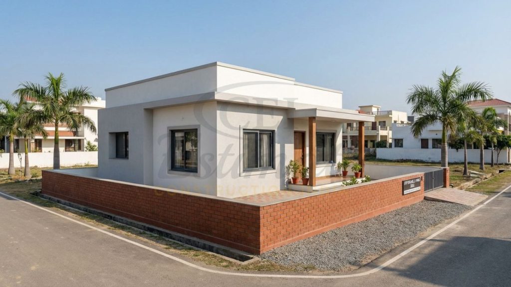 Low budget 1000 sq ft house construction in India 2026 showing simple and cost-effective design.