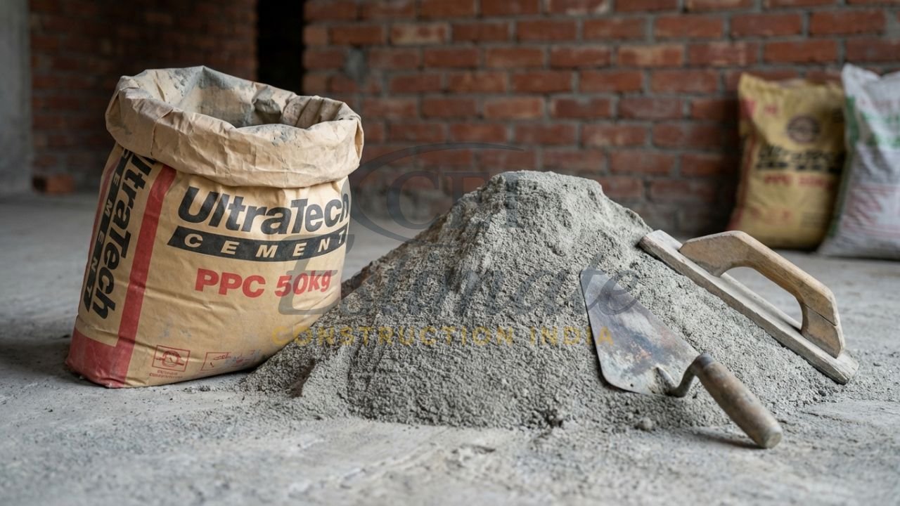 High-quality cement and M-Sand used for internal and external plastering in India.