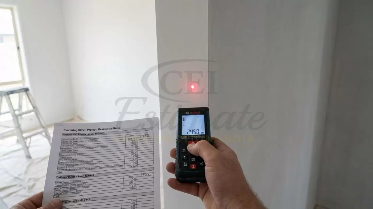 Accurate plastering area measurement and BOQ estimation for a house project.